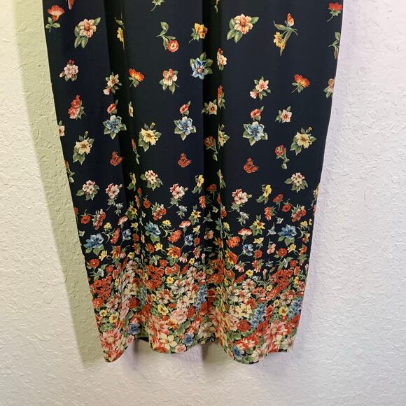 DW3 DAVID WARREN Dress‎ 8 Vintage Mandarin Floral Back Slit Cream Piping Lined - Picture 7 of 14